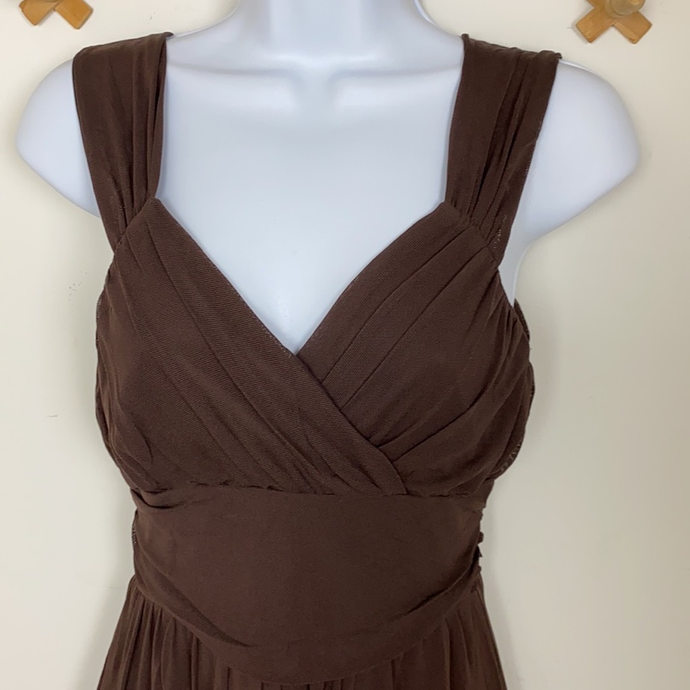 Vintage 90s Y2K brown nylon mesh  Slip dress - Picture 4 of 13